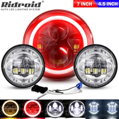 7" LED Headlight & 4.5" Passing Lights Combo For Suzuki Boulevard C109R C50 C90 - Image 1 of 4