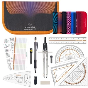 kit 8 Pezzi set righelli e compasso geometria goniometro scuola squadre - Foto 1 di 78