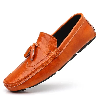  Fashion Men Leather Shoes Classic Outdoor Anti-slip Cycling Loafers Footwear - Image 1 of 4