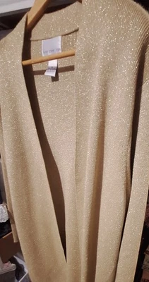 Cárdigan Susan Graver para mujer 1 X dorado metálico tejido largo Foto 1 de 4