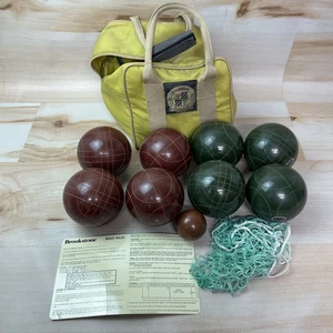 Vintage Brookstone geätzte Boccia Kugel Set mit Tragetasche & Anleitung Made in ITALY - Bild 1 von 5