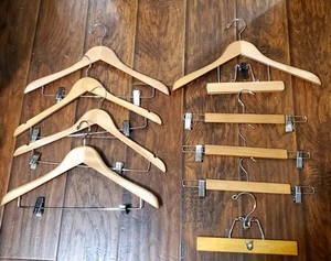 Mixed Wooden Hangers lot Of 9 . SETWELL, Advertising, Shirt/ Pant Style Hangers - Picture 1 of 9