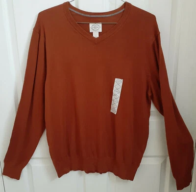 St Johns Bay Thermal Shirt Mens Size Large Rust Heather Long Sleeve V-Neck  New - Image 1 of 4