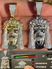 MOISSANITE Iced Real Solid Silver & Gold Plated Baguette Jesus Piece Pendant Men