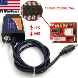 USB V1.5 Modified ELMconfig CH340+25K80 Chip For HS-CAN / MS-CAN Forscan - Picture 1 of 6
