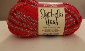 Premier Yarns Starbella Flash 3.5 Oz 33 Yds Ruby 1-Ball Project NEW - Picture 1 of 5
