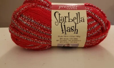 Premier Yarns Starbella Flash 3.5 OZ 33 Yardas Rubí 1 Bola Proyecto NUEVO Foto 1 de 4
