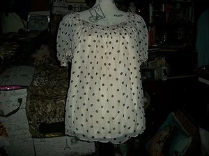 PAUL & JOE SISTER Romantic Tortilla Cocoa Polka Dot Silk Blouse Size S/M - Picture 1 of 4