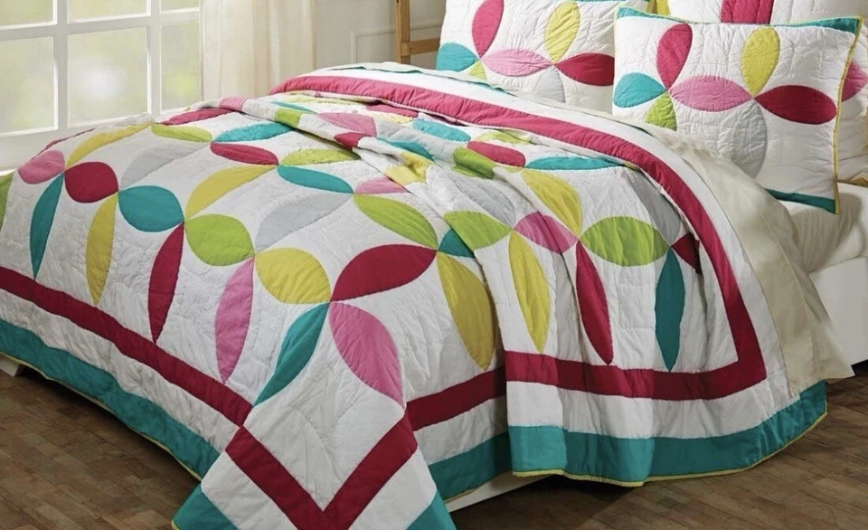 White Bohemian Bedding VHC Everly Sham Cotton Geometric (1 Quilt & 2 Shams) - Image 1 of 4