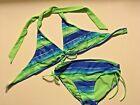 Justice Blue Green Sequin Bikini Lined Pad Swimsuit 2 Pc Set Tween 12