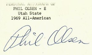 "Los Angeles Rams" Phil Olsen Hand Signed 3X5 Card Todd Mueller COA