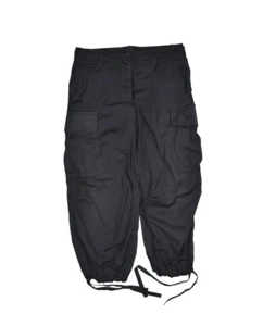 DKNY Pants Womens 8 Black Cargo Capri Hip Hop Button Fly Stretch Military - Picture 1 of 7