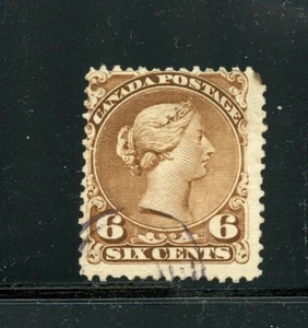 Canada #27 (C967) Queen Victoria 6¢ dark brown, Used, FFVF, CV$140.00 - Picture 1 of 2