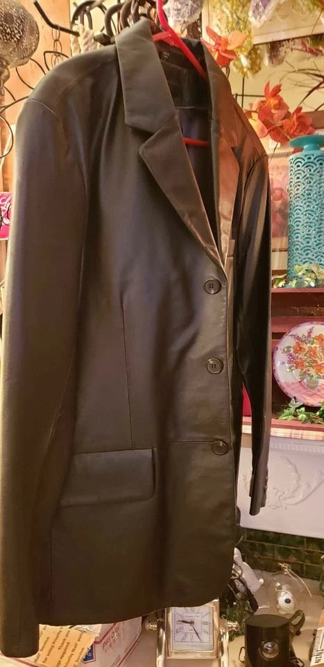 Mens New Black Excelled Leather jacket size large - Image 1 of 4