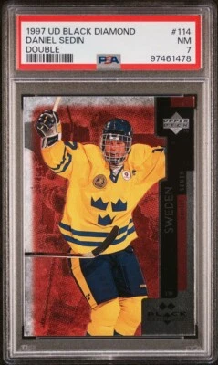 1997-98 Upper Deck Black Diamond Daniel Sedin RC #114 PSA 7 NM Double - Image 1 of 3