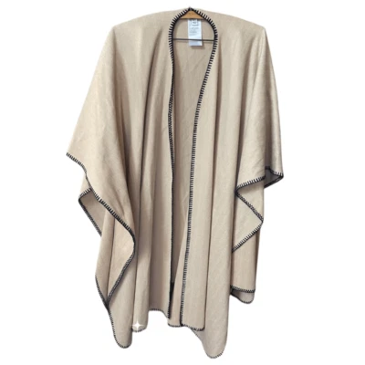 D & Co. Denim & Company желтовато-коричневый открытый плащ пончо в елочку. - Изображение 1 из 4