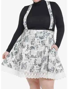 Thorn & Fable Hot Topic Womens 3X Alice in Wonderland Skater Skirt w/ Suspenders - Picture 1 of 11