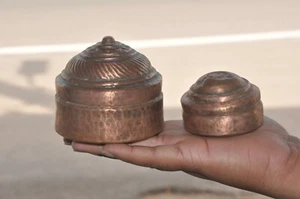 Vintage Fine Handcrafted Copper Hammer Work Powder/Pill Boxes - Picture 1 of 9