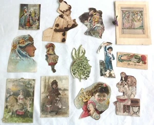 12 VICTORIAN ERA CUT-OUTS FROM ADS OR TRADE CARDS GREAT FOR SCRAPBOOKING B2 - Picture 1 of 2
