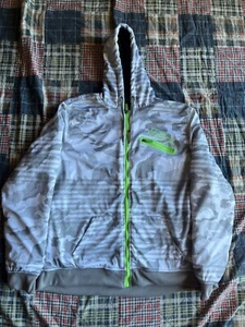No Fear Youth 2XL Gray Camo Sherpa Lined Hoodie W/ white & Neon Green - Picture 1 of 8