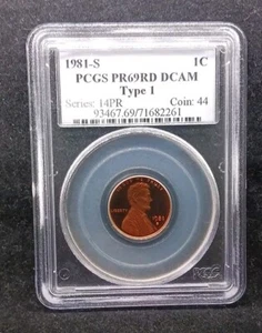 1981 S PCGS PR69RD DCAM Type 1 Lincoln Penny Coin - Picture 1 of 2