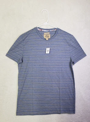 Joseph Abboud Men T-Shirt Small Navy Cotton Blend Striped Crew Neck Casual Fit - Изображение 1 из 4
