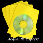  100 pochettes papier CD DVD couleur jaune avec fenêtre transparente et rabat 