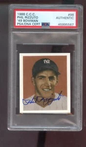 1988 C.C.C. 1949 Bowman #98 Phil Rizzuto AUTO SIGNED Autograph Card PSA/DNA MLB - Picture 1 of 2