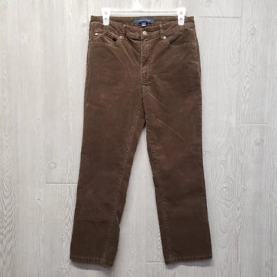 Tommy Hilfiger Pants Womens 8 Corduroy Straight Stretch 29x26 Flag Logo Brown  - Image 1 of 4