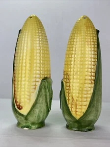 Vintage Corn on the Cob Salt and Pepper Shakers 6"  Yellow Green - Picture 1 of 7