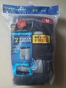 Hanes Ultimate Boys' Tagless Boxer Briefs 5 + 2 Bonus black & gray M (8-10) - Picture 1 of 2