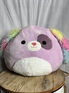 Peluche Squishmallow BARB The DOG 16" rosa esclusivo con orecchie arcobaleno morbide - Foto 1 di 10