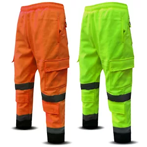 Mens Cargo Trousers Work Fleece Joggers Bottoms Multi Pockets & Knee Pad Pockets - Picture 1 of 23