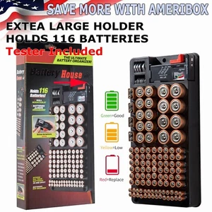 Battery Storage Organizer Case with Removable Tester for AAA AA 9V C D Batteries - Picture 1 of 12
