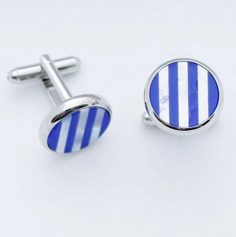 C0033 Gemelos Gemelos Redondos Azul Lapislázuli Madreperla Tiras Verticales Barras Foto 1 de 1