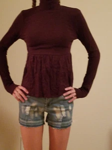 sz..S SMALL Victoria's secret cotton top Long sleeve New TEEN PURPLE - Picture 1 of 1