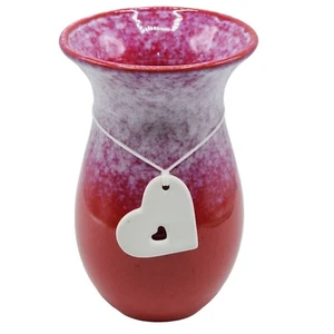 Teleflora Gift Ceramic Vase With Heart Charm Red White And Lavender 8.3x5.3in - Picture 1 of 9