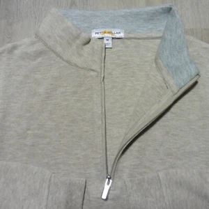 PETER MILLAR Mens M MEDIUM PULLOVER CROWN COMFORT STONE BEIGE 1/4 ZIP ME0k49 - Picture 1 of 14