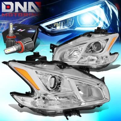 FOR 2009-2014 Nissan MAXIMA PROJECTOR HEADLIGHT LAMP W/LED KIT+COOL FAN CHROME - Image 1 of 4
