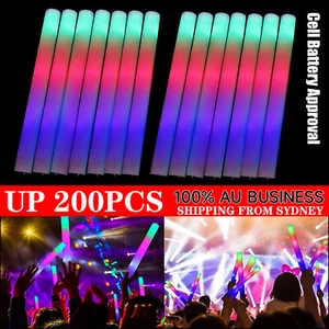 25X 100X 200X 48CM Light-up Foam LED Wedding Party Flashing Wands Glow Sticks - Picture 1 of 12