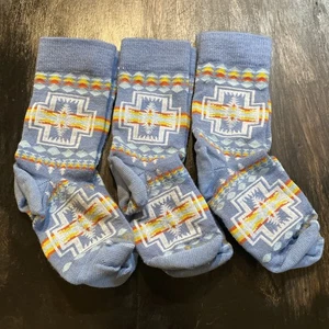 Pendleton Set Of 3 Merino Wool Blend Kids Children Socks Chief Joseph Crew Blue - Picture 1 of 9