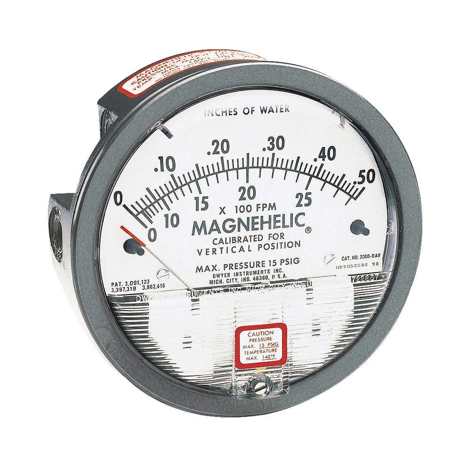 DWYER 2010AV Pressure Gauge,0 to 10 In H2O 2T646 - Image 1 of 1
