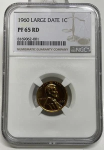 1960 P Lincoln Memorial Cent / Penny 1c NGC PF 65 RD Proof Red Large Date - Picture 1 of 5