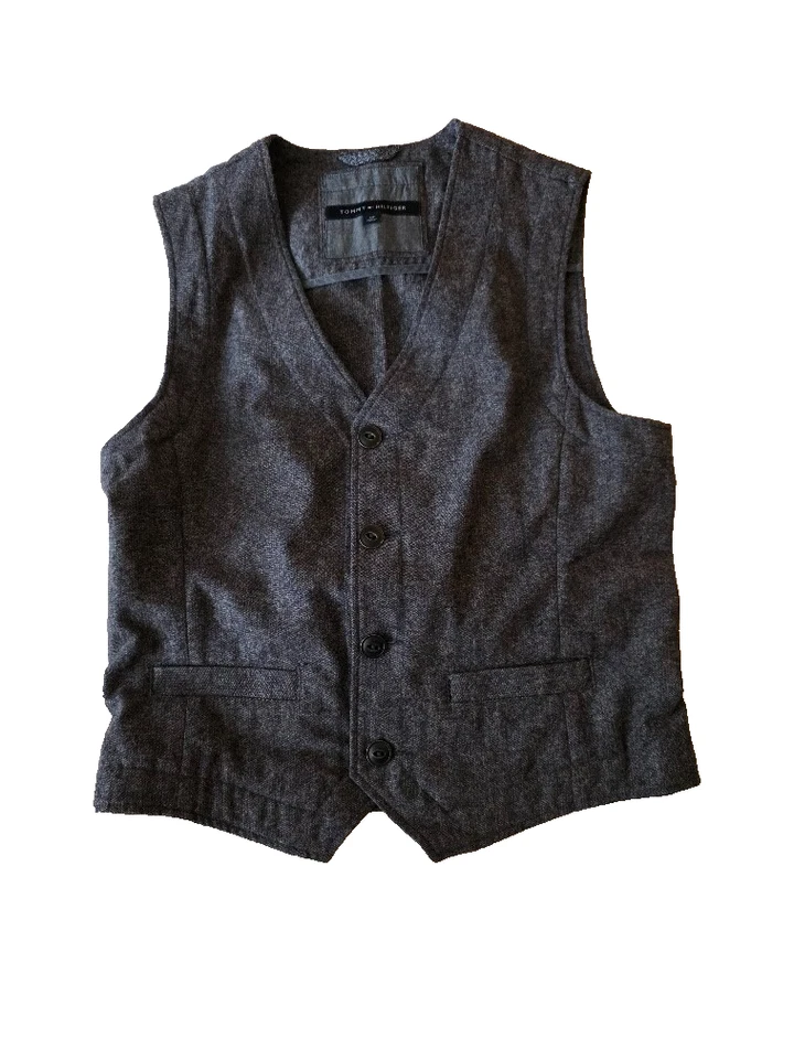 Chaleco De Colección Tommy Hilfiger Lana Azul Tweed Preppy Abotonable Talla S/P  Foto 1 de 4