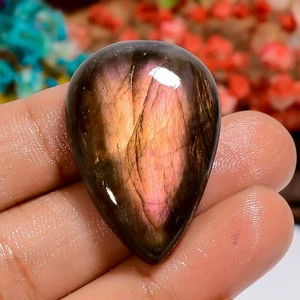 Genuine Labradorite Pear Shape Cabochon Loose Gemstone 53 Ct. 33X23X8 mm - Picture 1 of 2