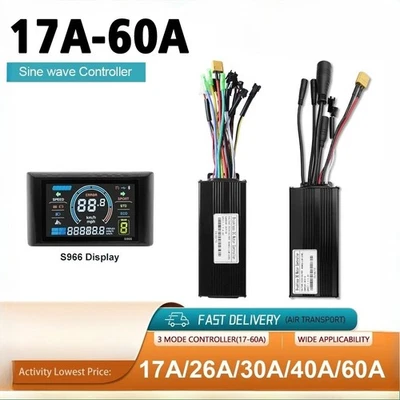 Three-Mode Sine Wave Controller 17A-60A SM/WP Plug with 36V 48V S966 Display  - Image 1 of 4
