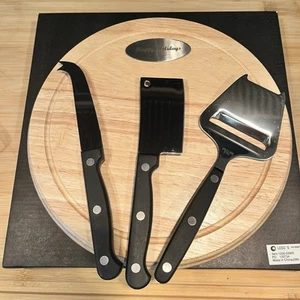 Neue Holz Servierplatte mit Edelstahl Utensilien Abendessen Küche Leeds - Bild 1 von 8