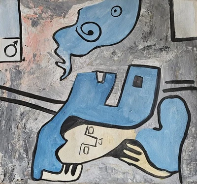 Pintura al óleo expresionista abstracta firmada por Paul Klee sobre lienzo - Arte moderno suizo Foto 1 de 4