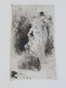 Henry SOMM (Rouen 1844-1907 EAU FORTE ORIGINALE WOMAN PARIS IMPRESSIONISM 1875 - Picture 1 of 4