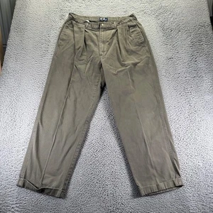 Vintage Polo Ralph Lauren Chino Pants Men 34x30 Green Cotton Relaxed Pleated USA - Picture 1 of 9